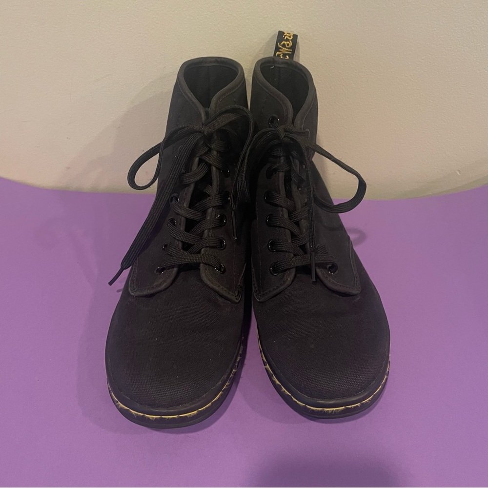 Dr Martens black canvas boots size 7